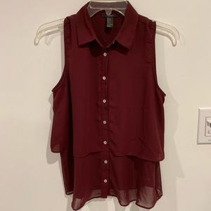 burgundy button up blouse